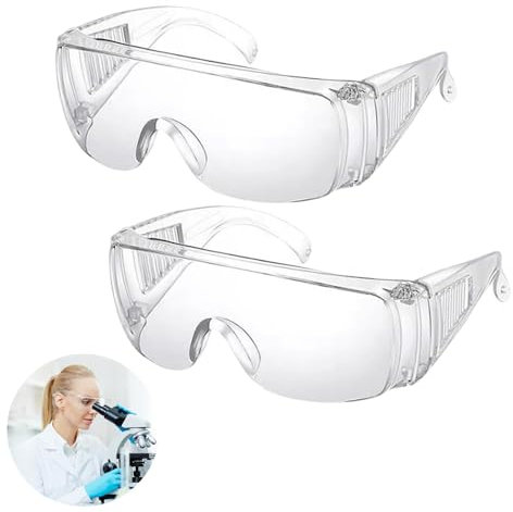 2 Pcs Protective Glasses, Safety Glasses, Transparent Safety Goggles, Protective Goggles Anti Splash Anti Scratch And Dust Proof Suitable For Construction Outdoor Laboratory Chemistry Class