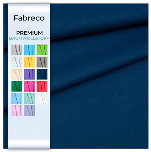 Fabreco - 100% Premium Baumwollstoff Meterware Uni 160 cm | 220 g/lfm – Weich, langlebig & hautfreundlich | Stoffe Zum Nähen & Dekoration | Stoff Meterware - Fabric | dunkelblau