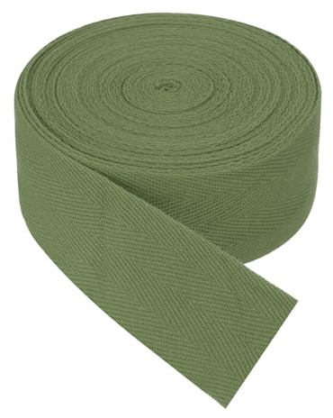PATIKIL Nastro in Sarga di Cotone 4cm 9m Nastro in Cotone Fettuccia A Taglio Obliquo Fettuccia A Spina di Pesce Rifinitura per Cucire Confezione Regalo Verde
