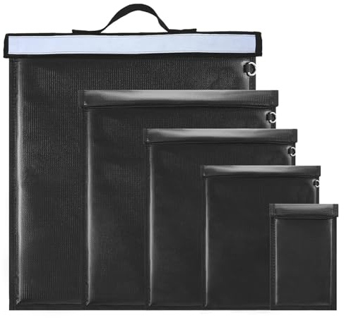 Paquete de 5 Bolsas Faraday para Portátiles Tabletas Radios Teléfonos y Llaves de Voche, Impermeables Ignífugas Bloqueadoras de Señal RFID a Prueba de pulsos Electromagnéticos (EMP) Antirrobo