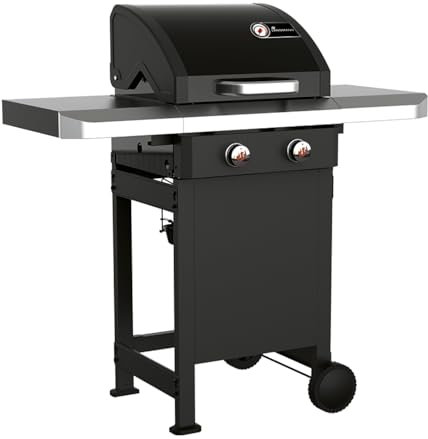 Landmann Rexon PTS 2.0 Gasgrill | 135 cm | 2 stufenlos einstellbare Edelstahlbrenner | Doppelwandiger Deckel mit Thermometer [schwarz]