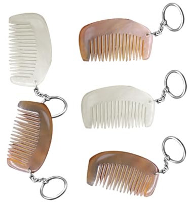 FRCOLOR Natürlicher Yak Horn Kamm Schlüsselanhänger 2 Stück Kleiner Kamm Aus Langlebigem Hornmaterial Kreatives Taschenanhänger Dekor Für Alltag Und Geschenk