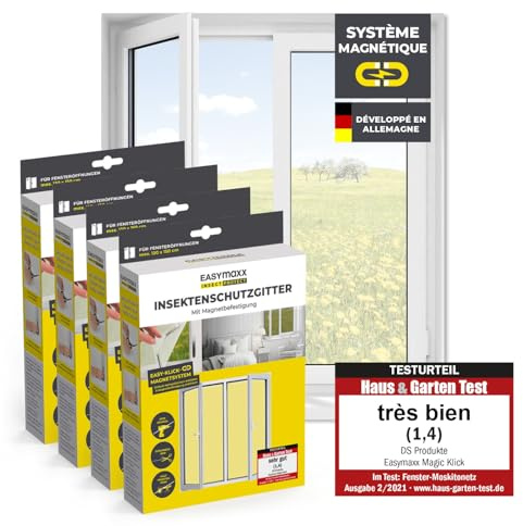 EASYmaxx Insect Protect insektsnät fönster med magnetisk fastsättning | myggnät till storlek | insektsskydd fönster upp till 150 x 180 cm | myggskydd flugnät magnet – enkel montering [4 stycken]