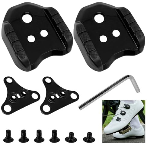 2 stycken cykelCleats-adapter, kompatibel med Shimano SPD plattadapter SM-SH41 cykelsko Cleats, 3 hålsplattor cykelpedal adapter dubbar omvandlare, för svart Road Cleats cykeltillbehör set