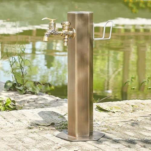 Columna de agua de jardín autoportante con grifo de cobre completo, dispensador de fuente decorativo para riego resistente a las heladas y soporte de lavado de manguera