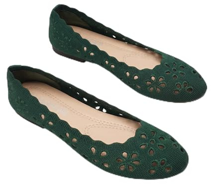 GLAMORA Ballerines Femme Dentelle Ajourée Bout Rond Chaussures Plates Tissu Respirant Semelle Souple Antidérapante Confort Léger Ballerine Femme Élégantes Été