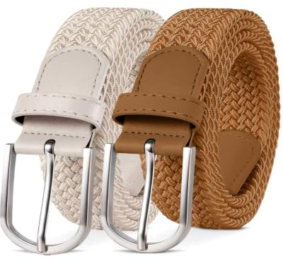 YOUCHAN 2 Pièces Unisexe Ceinture Élastique Femme Ceinture Tressée Homme Tissu 3.3 cm, Longueur Réglable 90-130 cm, Plusieurs Couleurs