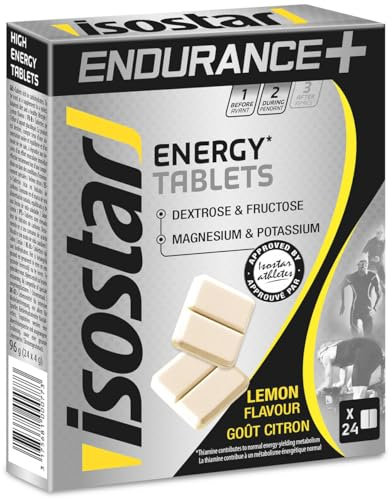 Isostad Tabs Energy Gusto Limone, Tavolette Energetiche da Masticare con Carboidrati, Vitamine e Magnesio per Attività Sportiva, 24 Tavolette x 4 g