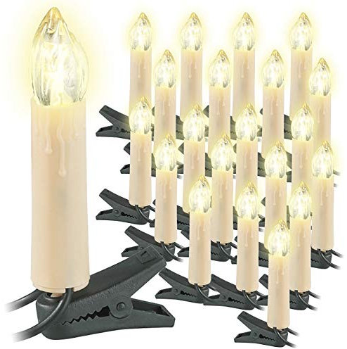 Lunartec Guirlande de 20 Bougies à LED pour Sapin de Noël