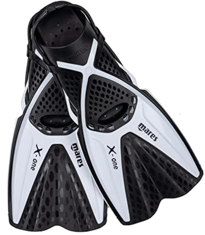 Mares X-One Junior - Pinne snorkeling corte per bambini, scarpetta aperta perforata, cinghia senza fibbia, comfort e prestazioni acquatiche