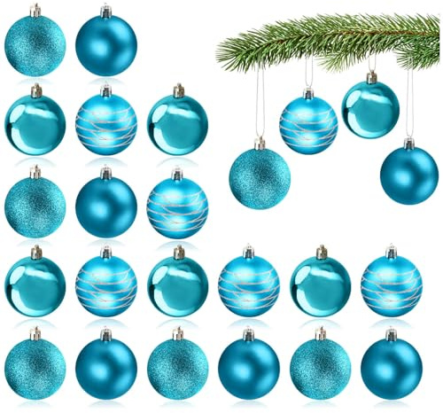 com-four® 20x Bolas de Navidad, Adornos de plástico para Navidad, Adornos para el árbol de Navidad con Colgante, Ø 6 cm