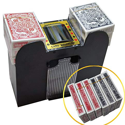 FONBEAR Automatic Card Shufflers 6 Deck (Playing Cards Included) - Battery-Operated Electric Shuffler Heavy Duty - Great for Casino, Home & Tournament Use for UNO, Blackjack, Texas Hold'em, Phase 10