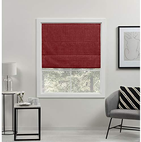 Exclusive Home Curtains Acadia 100% Blackout Polyester Roman Shade, 31x64, Red