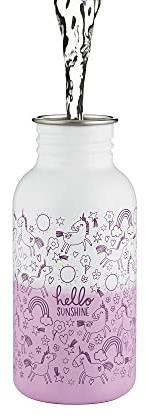 Typhoon Pure Kids 550 ML Steel Colour Changing Unicorn And Rainbows Drinks Bottle