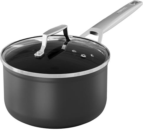 MSMK 2.5 Quart Sauce Pan with lid, Stay-Cool Handle, Burnt also Nonstick, Scratch-resistant, Induction Cooking Pot