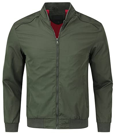 YOUTHUP Jacke Herren Leichte Cargojacke Outdoor Winddicht Übergangsjacke für Freizeit Sport, Grün-8835, M