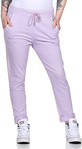 Damen Jogginhose im Boyfriend-Style Sweatpants für Freizeit Sport und Fitness 94 (Flieder)