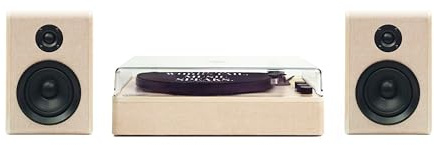 Gadhouse Dean - Tocadiscos con Altavoces - Sistema de Estante estéreo Bluetooth con Altavoces de estantería de 50 W, Reproductor de Vinilo de 3 velocidades con Arranque automático, Salida estéreo RCA