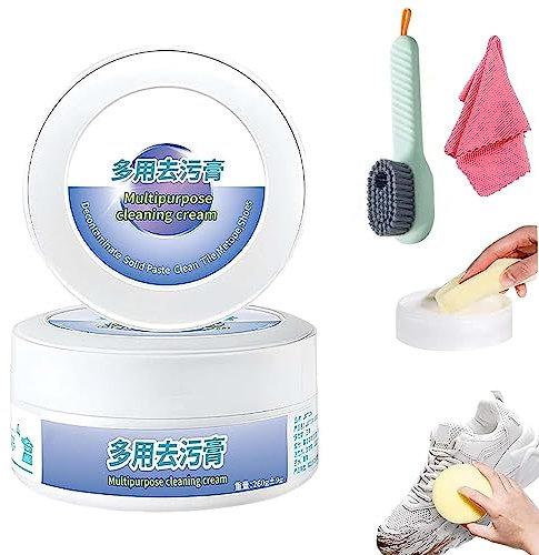 Multifunktionale Reinigungs- und Fleckenentfernungscreme, Schuh-Multifunktions-Reinigungscreme, Mehrzweck-Reinigungscreme, weiße Schuh-Reinigungscreme mit Schwamm (1)