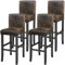 tectake® 4er Set Barhocker, Bistrohocker, Tresenhocker, Barhocker mit Lehne, gepolsterter Barstuhl, Bistrostuhl mit Fußstütze, Holz und Kunstleder, Stuhlbeine aus Massivholz, 107 cm hoch - antikbraun