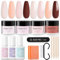 Aokitec 15 Stück Dipping Powder Nails Set, Nude Rosa Braun Dipping Powder mit Dip Liquid Base Activator Top Gel Dip Acryl Nagelset für Anfänger French Nails Nägel Selber Machen Geschenke für Frauen