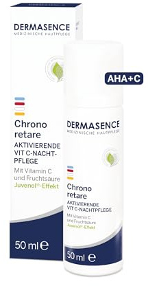 DERMASENCE Chrono Retare VIT-C Nachtpflege, 50 ml, Anti-Aging Nachtcreme mit Vitamin C & Fruchtsäure, regeneriert die Haut im Schlaf, glättet feine Linien, verbessert Hautbild, parfümfrei, reife Haut