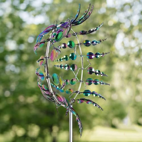 3D Metal Windmill, Garden Spinners Outdoor, Wind Spinners for Outdoors, Unique Wind Powered Kinetic Sculptures for Yard Patio Garden Lawn Outdoor Decoration, Height: 95cm/37.4inch (Multicolor)