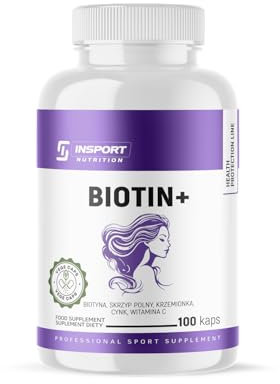 Biotin Plus - Unterstützung für Haare, Haut und Nägel - Ackerschachtelhalm, Vitamin C, Zink und Biotin - 100 Kapseln - Nahrungsergänzung ohne Zusatzstoffe - INSPORT Nutrition