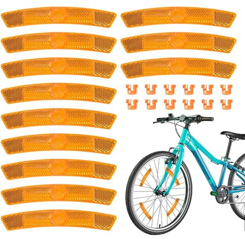 Lot de 12 réflecteurs de rayons yeux de chat - Réflecteurs de vélo - Réflecteurs pour rayons de vélo - Réflecteurs de sécurité pour VTT et vélo de route (orange)