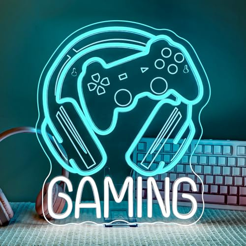 SIGNSHIP Gaming Neon Led, Auriculares Gaming Luces Neon Regulable para Decoración,Auriculares Juegos Letrero Led para Sala de Juegos,Guarida de Hombres,Habitación,Espacio Juego,Regalo para Chicos