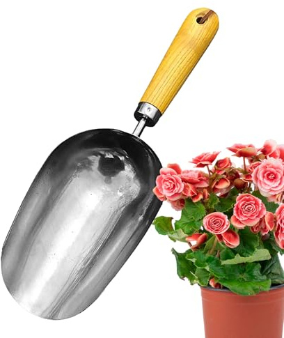 Golvspade | Ergonomisk mjölspade i rostfritt stål med trähandtag, hand
