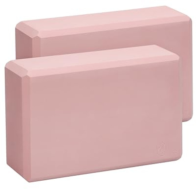 EXERZ Blocchi da yoga, 2 mattoncini da palestra, comodi per fitness, yoga, antiscivolo, leggeri e adatti ai viaggi (rosa cipria, 23 x 15 x 7,5 cm)