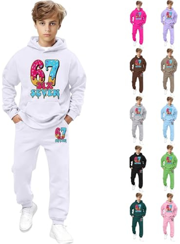 67 Meme Survêtement pour enfants garçons et filles Six Seven Sweat à capuche Survêtement chaud 2 pièces Survêtement unisexe Pantalon de jogging pour adolescents 2 pièces Ensemble cadeaux 2-13 ans