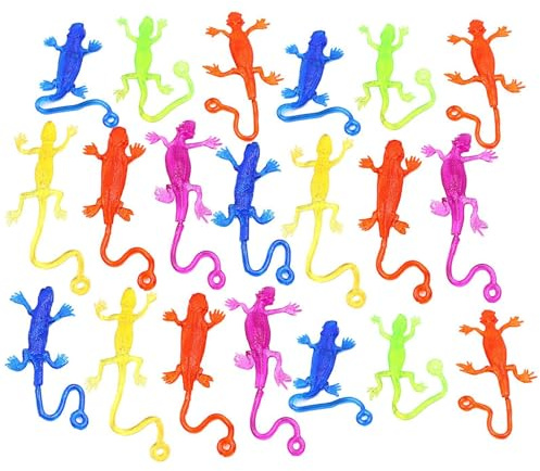 Generico Juguetes Adhesivos Elásticos - Juego De Lagartos Pegajosos De 20 | Piezas, Crawler De Ventanas Coloridas, Figuras Adhesivas Con Succión Elástica | Divertidos Sensoriales Para Cestas De Pascua