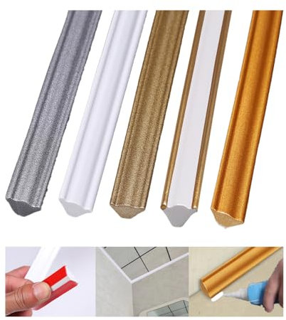 Stuckleisten Decke, Zierleisten Selbstklebend, Deckenleisten Selbstklebend, Wandabschlussleiste Küche, Deckenleisten Styropor, Wandleisten, Deckenleiste, Styroporleisten Decke (Weiß 5M 19mm*13mm)