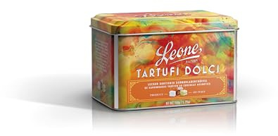Leone dal 1857 - Latta Tartufi Dolci Assortiti - Assortimento di Tartufi Dolci Neri, Bianchi, Caramello Salato e Pistacchio - Latta Regalo da 150 gr
