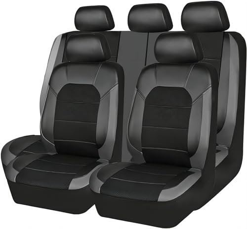ZYWQSB66 Auto Leder Sitzschoner Set für Renault Clio 2006-2010 2011 2012 2013, Auto Schonbezug Sitzbezug Vordersitze Rücksitzschoner Auto Zubehör,Grey