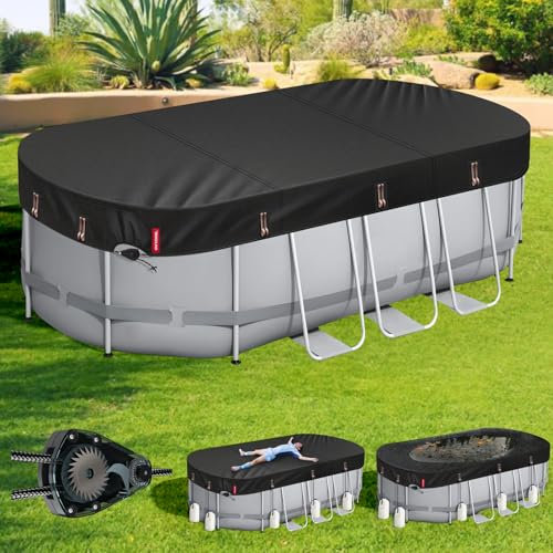 Bâche d'hiver ovale Bestway/Intex/Coleman 3,7 x 7,3 m, tissu robuste amélioré, durable et coupe-vent ultime, résistant au froid et aux UV
