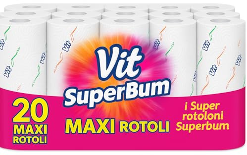 ISALP SHOP - Vit Superbum | Carta Da Cucina, 20 MAXI Rotoli a 2 Veli, 96 Fogli Per Rotolo, Morbida e Resistente, Ultra assorbente, Carta Certificata FSC