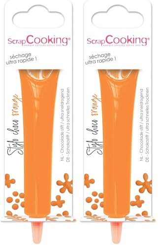 ScrapCooking - Stylo Choco Orange - Crayon Alimentaire Pâtisserie 25 g - Stylo Décoratif Comestible - Écrire & Dessiner sur Desserts, Gâteaux & Biscuits Anniversaire Halloween - 6808 (Lot de 2)