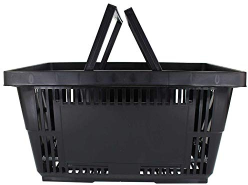 Plastic Shopping Baskets w/Handles - Quantity 1 - Color: Black - Eco Friendly Reusable Retail Store/Grocery Basket - Better Than Paper or Plastic Bags