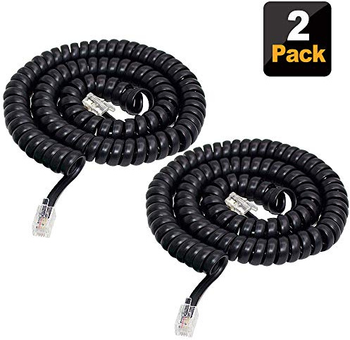 SHONCO Phone Cord Landline, 2 Pack 4M 13Ft Telephone Cord,Phone Cord,Phone Cords for landline with Standard RJ9 4P4C Plugs,Black