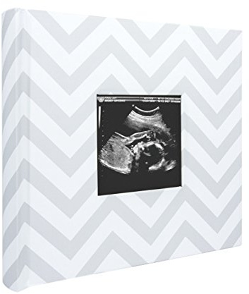 Pearhead Baby Photo Album for Baby Girl or Baby Boy, Gender-Neutral, Baby Memory Book Keepsake, Baby Shower, New and Expecting Parents, Gray Chevron