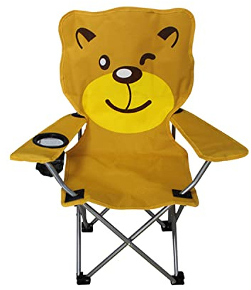 FineHome Fauteuil Camping Enfant, Chaise Pliable avec Porte-Gobelet et Sac, Motif Taupe