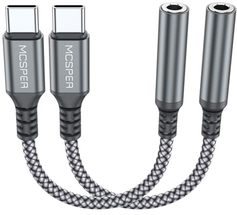 2-Pack USB Type C to 3.5mm Female Adapter,USB C to Aux Audio Dongle Cable Cord Headphone Jack Compatible with iPhone 17/16 Pro Max/15 Pro,Samsung Galaxy S25 S24 S23 S22 Ultra,iPad Pro MacBook