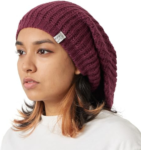 CHARM Berretto Invernale Uomo Lana - Cappello Donna Invernale Leggero Lungo Long Beanie Hipster Moda Giapponese Cremisi
