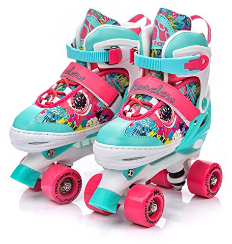 meteor Retro Rollschuhe Disco Roll Skate wie in den 80er Jahren Jugend Roll-Schuhe Kinder Quad Skate 5 Verschiedene Farbvarianten Inline-Skates Einstellbare Größe des Schuhs