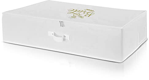 Wedcova UK - Scatola di conservazione grande personalizzata per abiti da sposa, traspirante, per vestiti sotto il letto, con 10 fogli di carta velina senza acidi, colore bianco