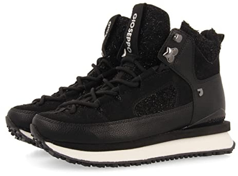 Sneakers montantes style montagne noires avec détails brillant pour femme reuler