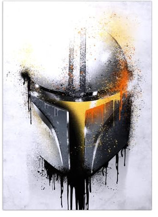 Displate Star Wars Metal Poster Magnetische Befestigung Offiziell Lizenziert Bilder Helmets Graffiti - Mandalorian Graffitti Helmet Poster Größe - 32x45cm